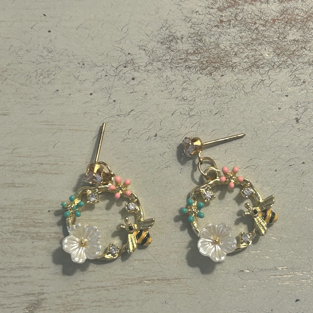 Floral Gold and Multicolor Earrings